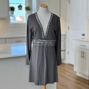 Venus | NWOT Gray Embellished Long Sleeve Dress